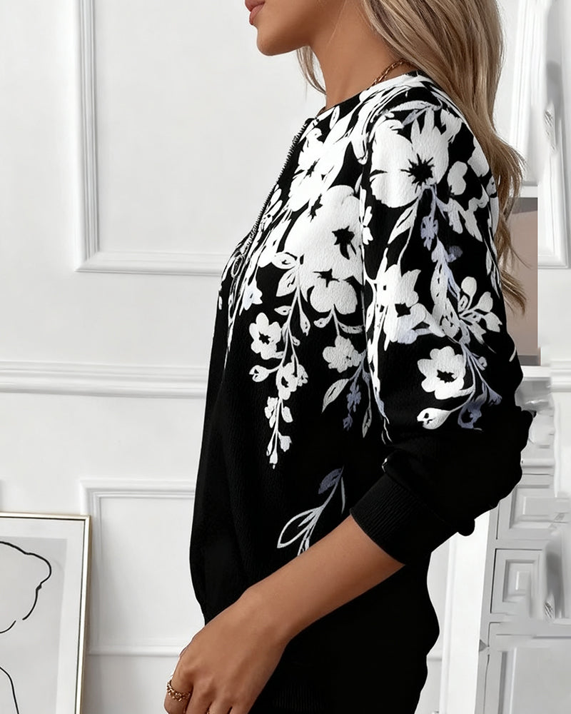 Paulina | Bedrucktes Half-Zip Sweatshirt