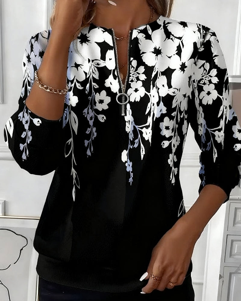 Paulina | Bedrucktes Half-Zip Sweatshirt