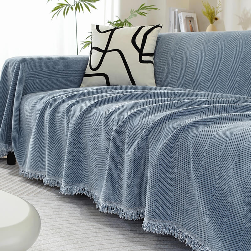 Blanket Chenille Herringbone Tassel Design | Carven
