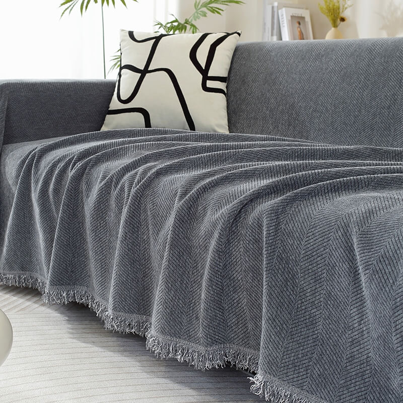 Blanket Chenille Herringbone Tassel Design | Carven
