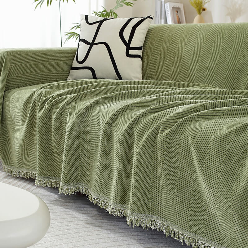 Blanket Chenille Herringbone Tassel Design | Carven