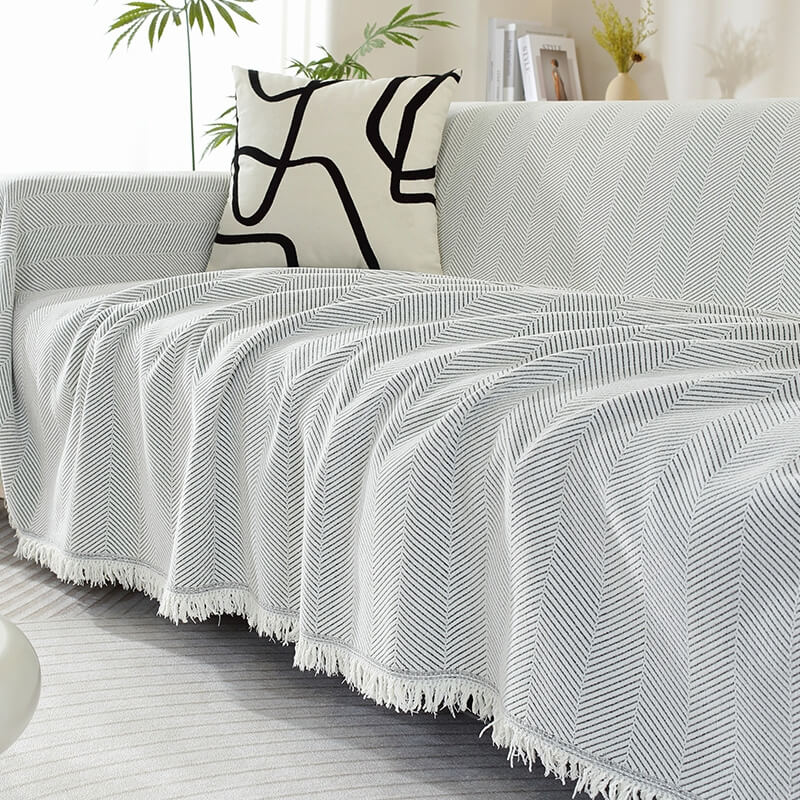 Blanket Chenille Herringbone Tassel Design | Carven