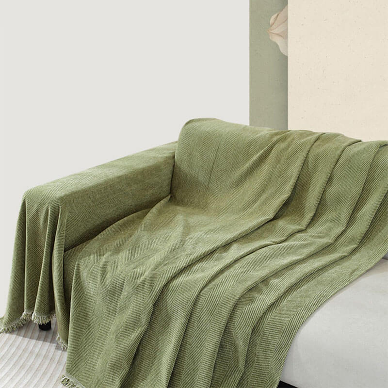 Blanket Chenille Herringbone Tassel Design | Carven