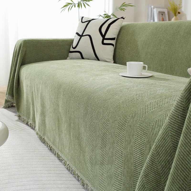 Blanket Chenille Herringbone Tassel Design | Carven