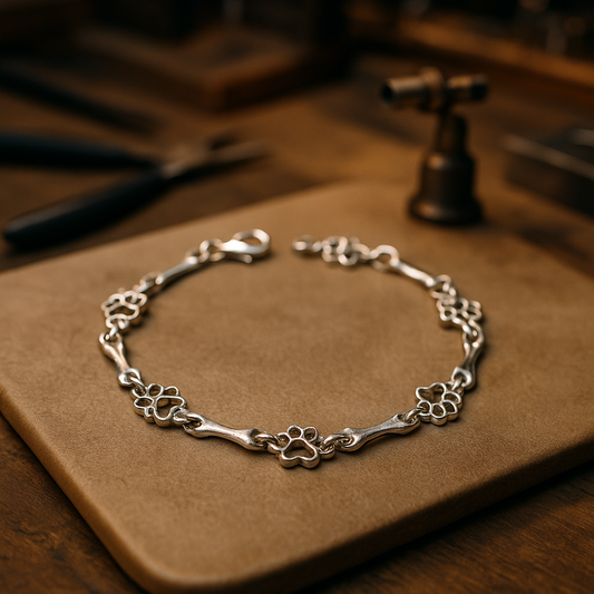 Zilveren armband met hondenpoot- en botbedeltje