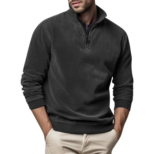 Heren Fleece Sweater met Halve Rits en Opstaande Kraag