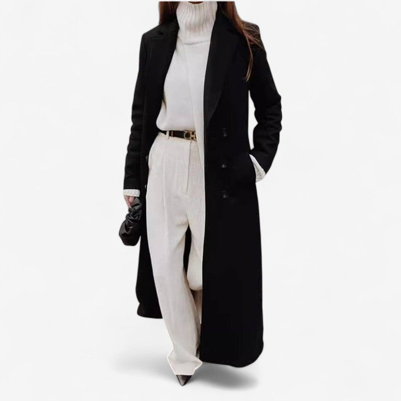 Kelly – Manteau Long à la Cheville avec Col à Revers et Design Croisé