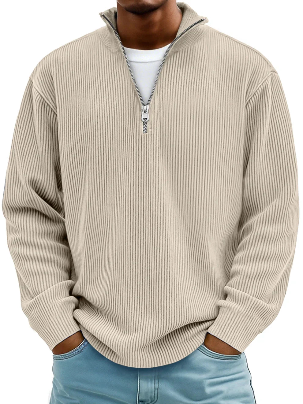 Novea | Trendiger Strickpullover mit halbem Reißverschluss für Herren