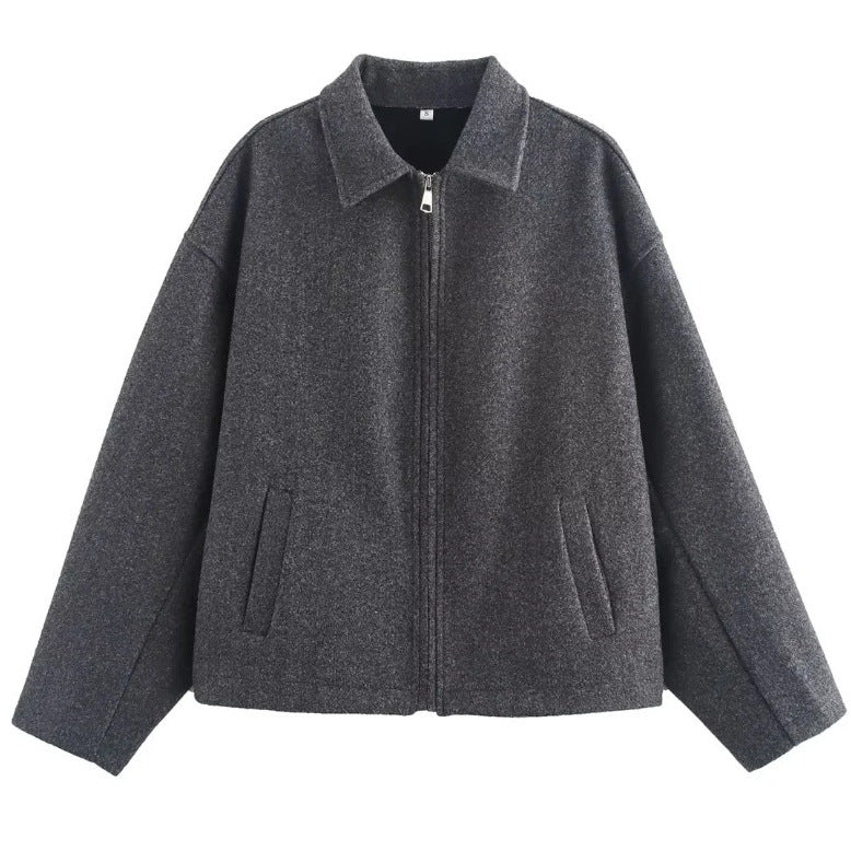 Camille Veste Courte Femme – Jacket Cropped en Laine Mélangée au Style Minimaliste Chic