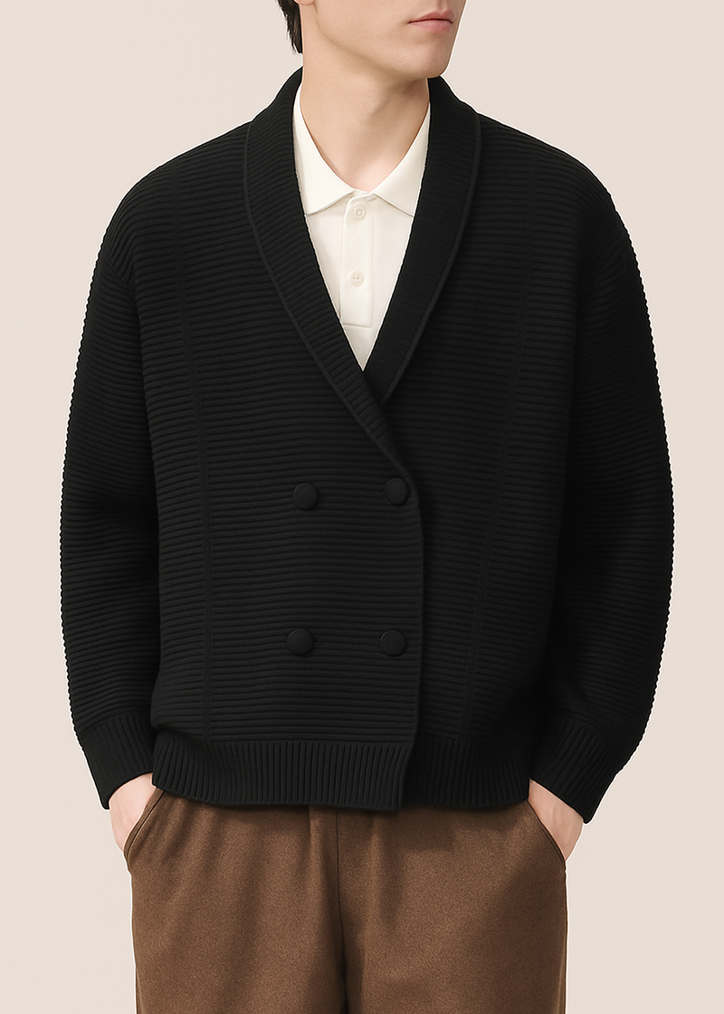 Elegant and warm double-breasted Rowan cardigan
