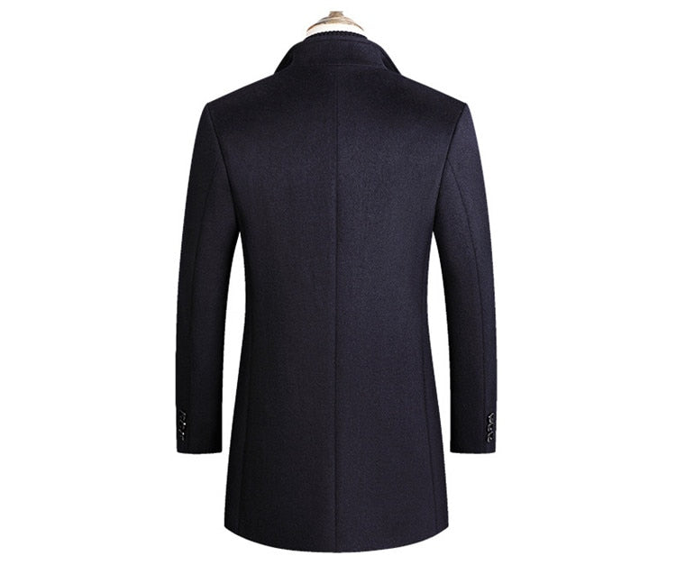 Morkvarg - Elegant Long Winter Coat With Button