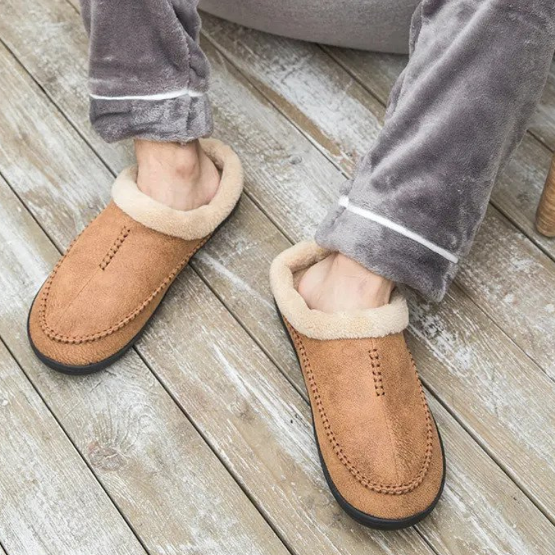 Fleecegevoerde Heren Pantoffels van Suèdelook