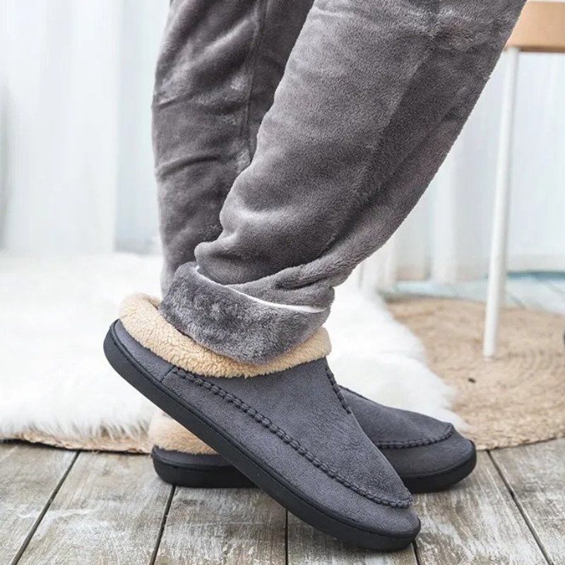 Fleecegevoerde Heren Pantoffels van Suèdelook