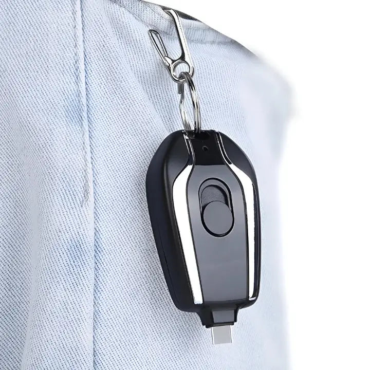 Nøglebundt Powerbank - Hurtig Opladning til iOS og Type-C