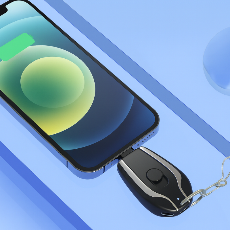 Nøglebundt Powerbank - Hurtig Opladning til iOS og Type-C
