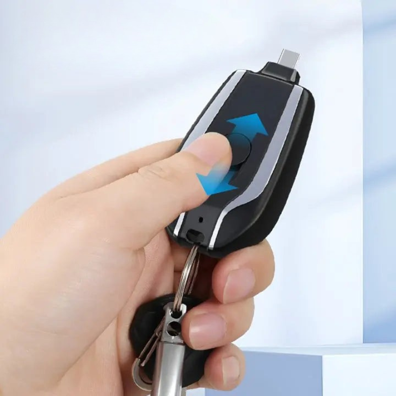 Nøglebundt Powerbank - Hurtig Opladning til iOS og Type-C