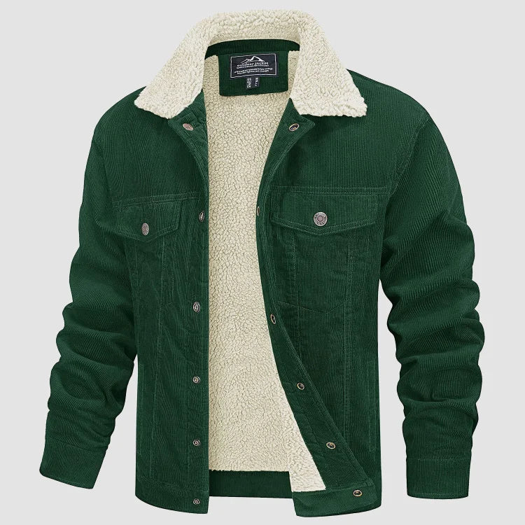 Cordjacke - Fleece Gefüttert - Knöpfe - Winterjacke - Herrenjacke-Leyna Moda