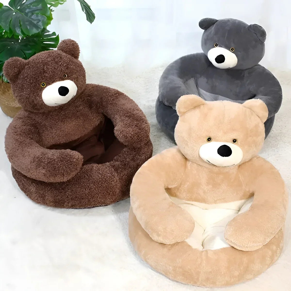 Cozy Pet Pillow with Teddy Bear Design for Cats and Small Dogs – Plush Cushion, Removable Washable Cover, Non-Slip Bottom 3
