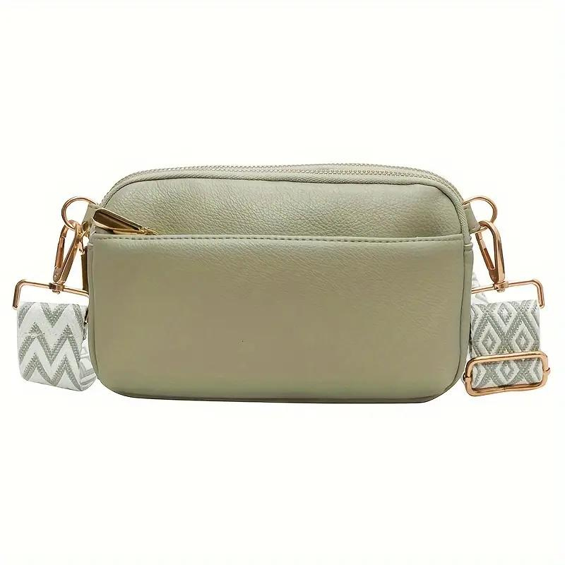 Compacte Crossbody Tas van PU-Leer met Brede Schouderband