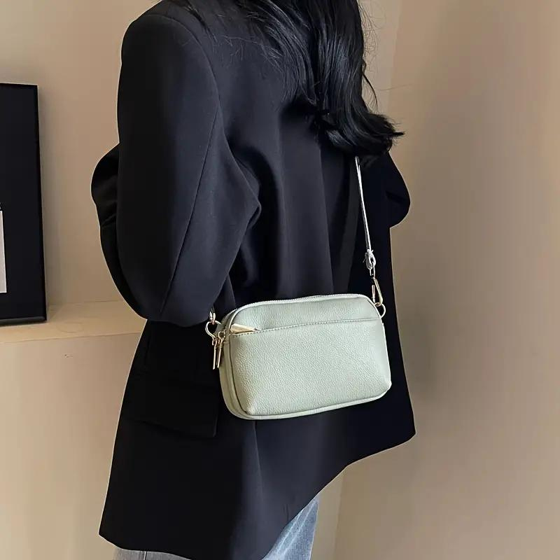 Compacte Crossbody Tas van PU-Leer met Brede Schouderband