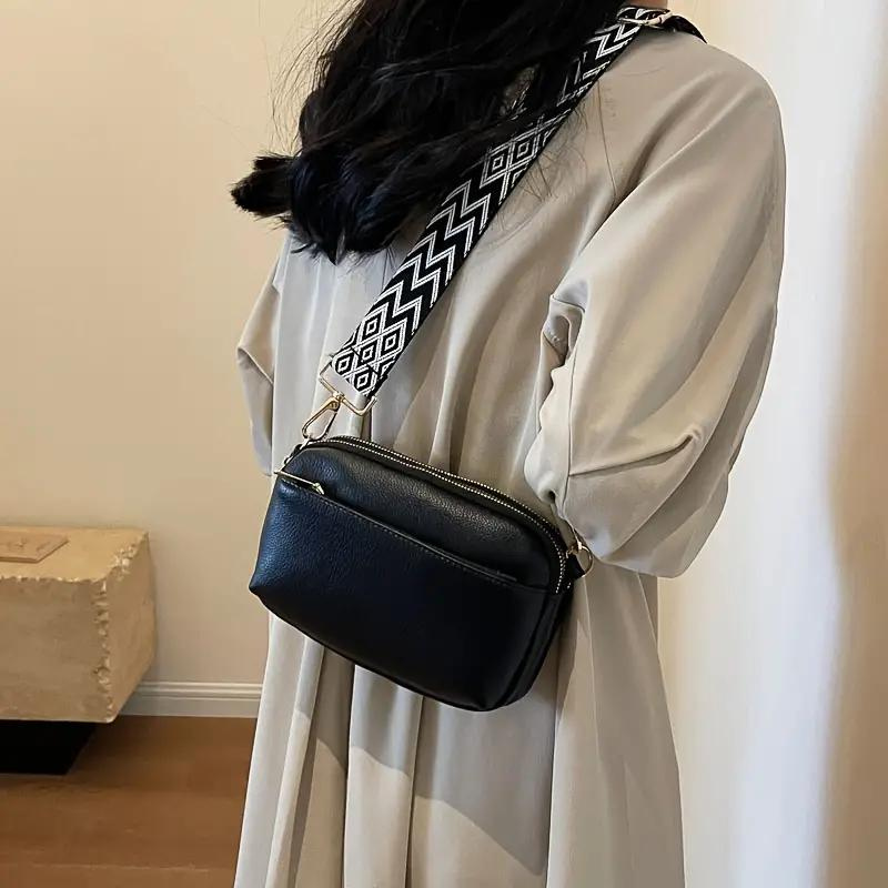 Compacte Crossbody Tas van PU-Leer met Brede Schouderband