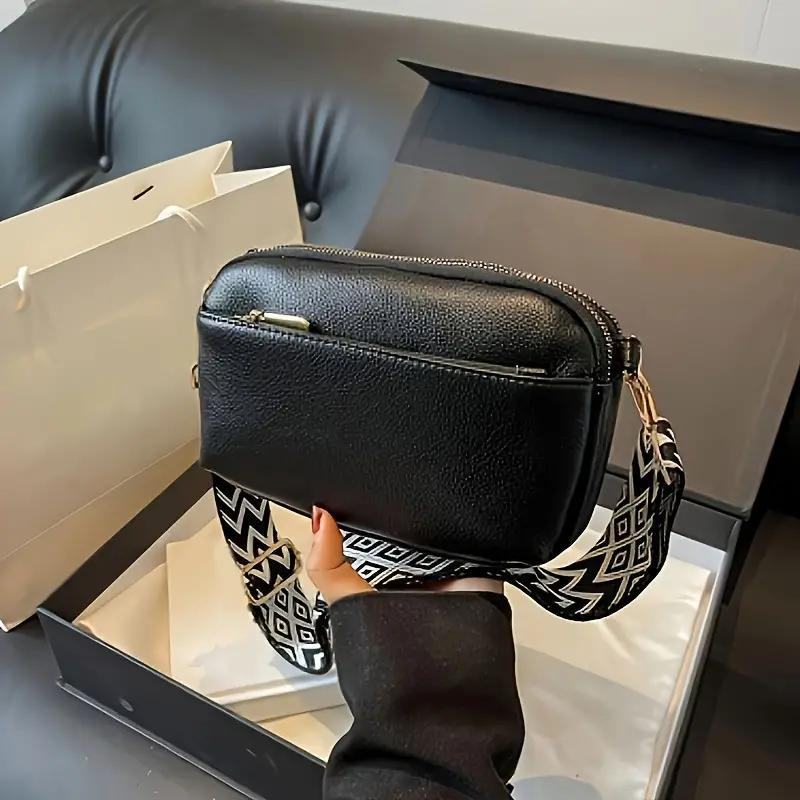Compacte Crossbody Tas van PU-Leer met Brede Schouderband