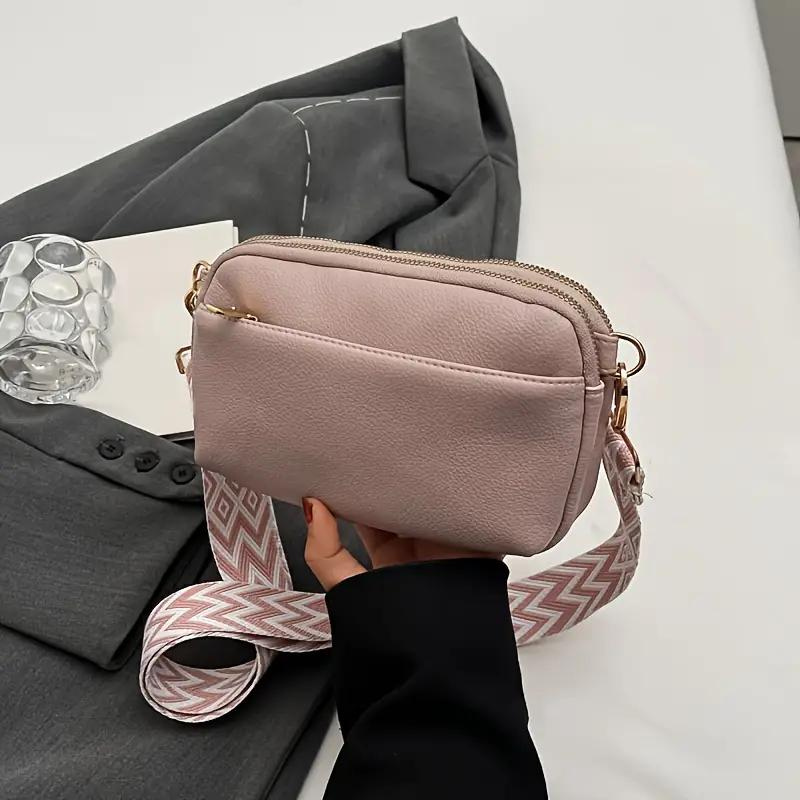 Compacte Crossbody Tas van PU-Leer met Brede Schouderband
