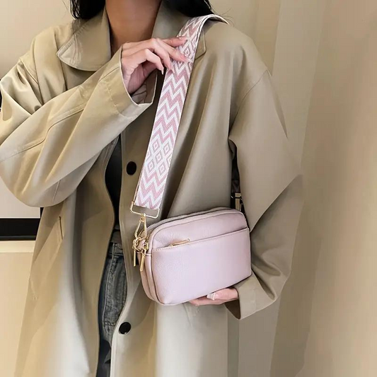 Compacte Crossbody Tas van PU-Leer met Brede Schouderband