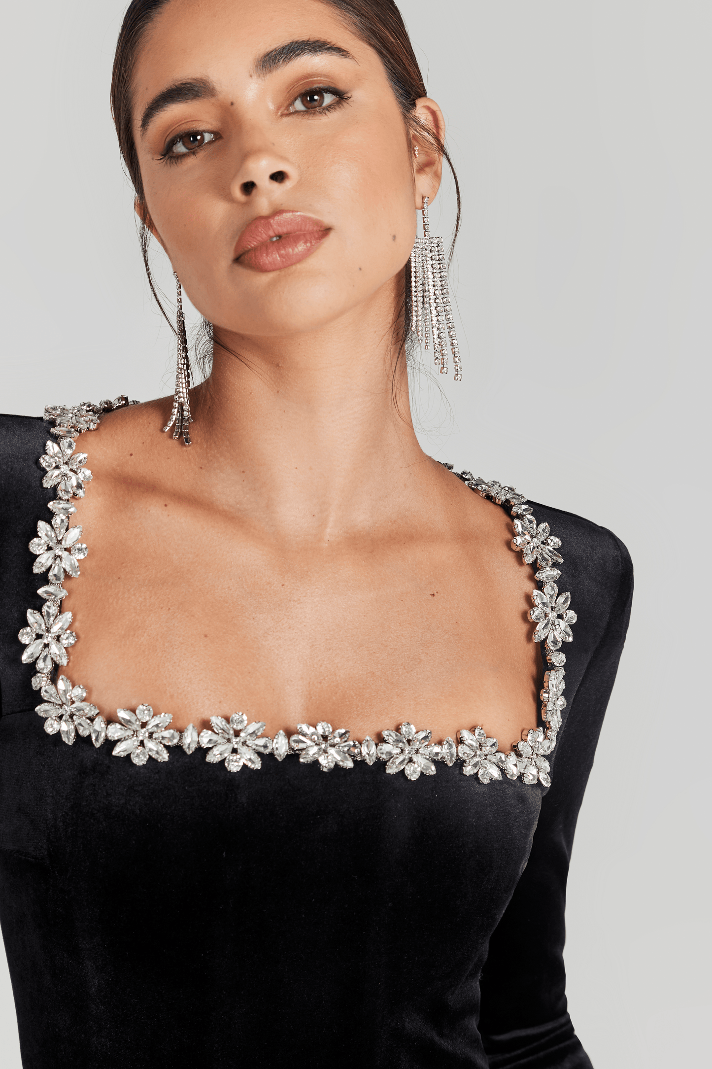 Laura | Czarny Welurowy Kombinezon