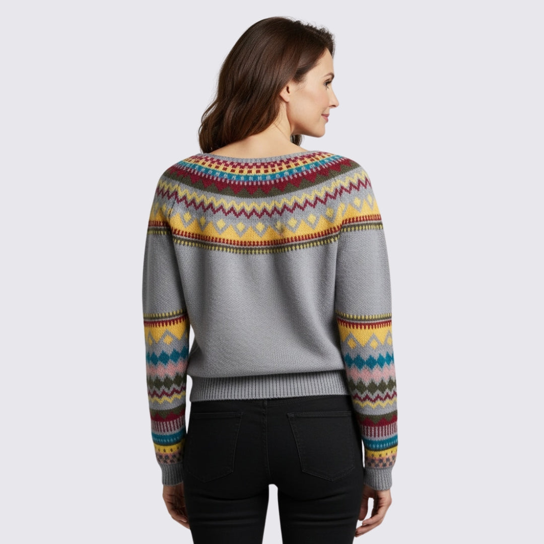 Damen Pullover mit Norweger Muster - Norweger Pullover - Winter