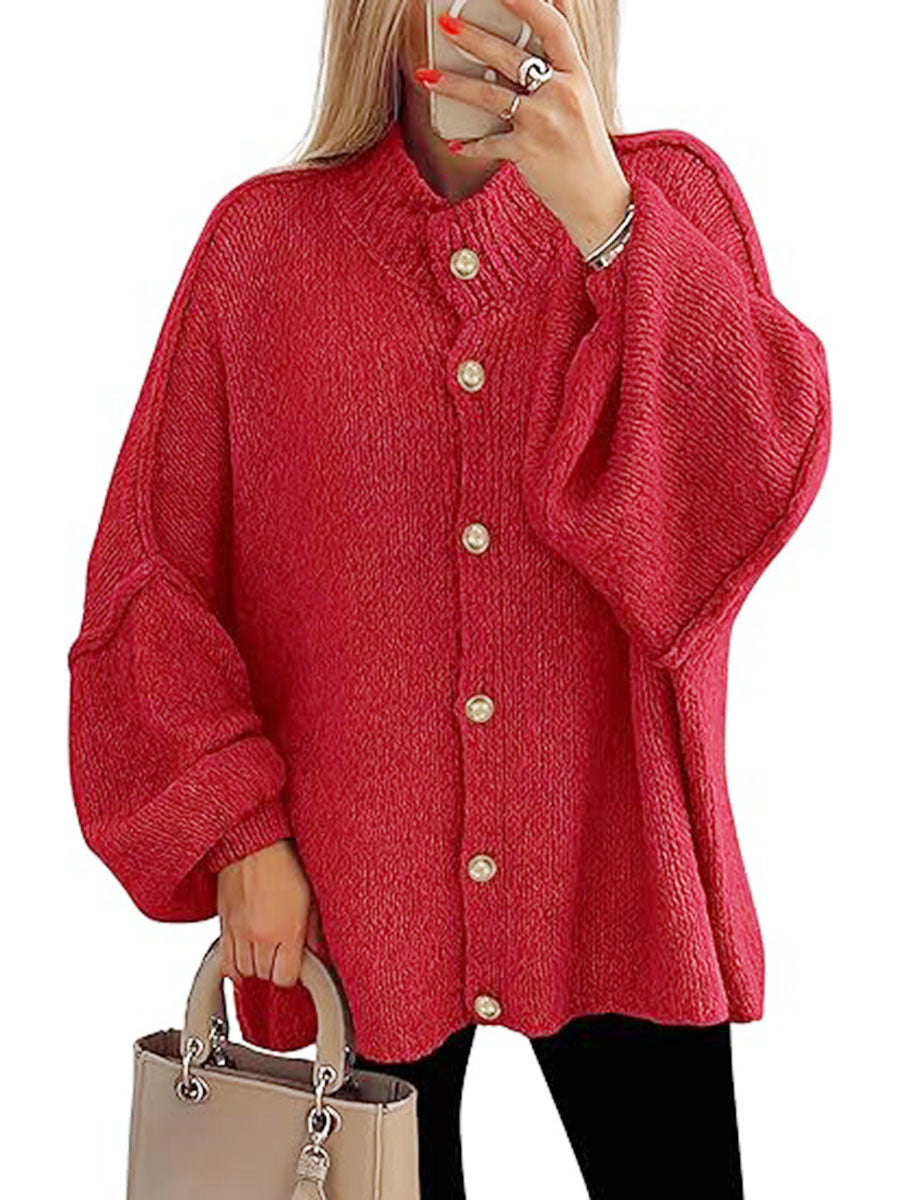 Oversized Gebreid Damesvest met Knopen
