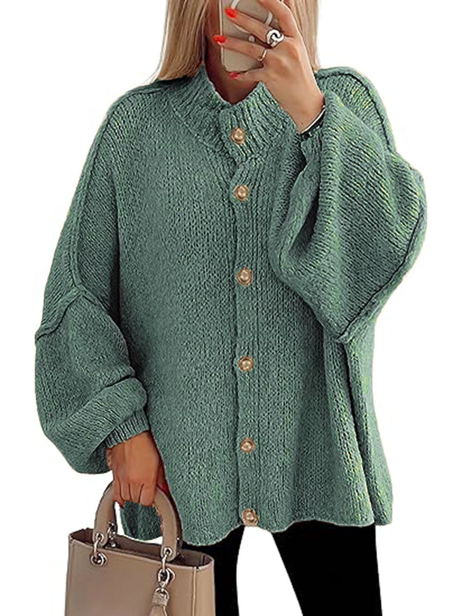 Oversized Gebreid Damesvest met Knopen