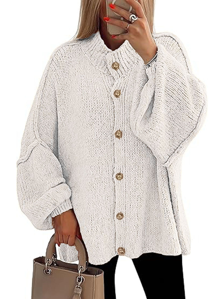 Oversized Gebreid Damesvest met Knopen