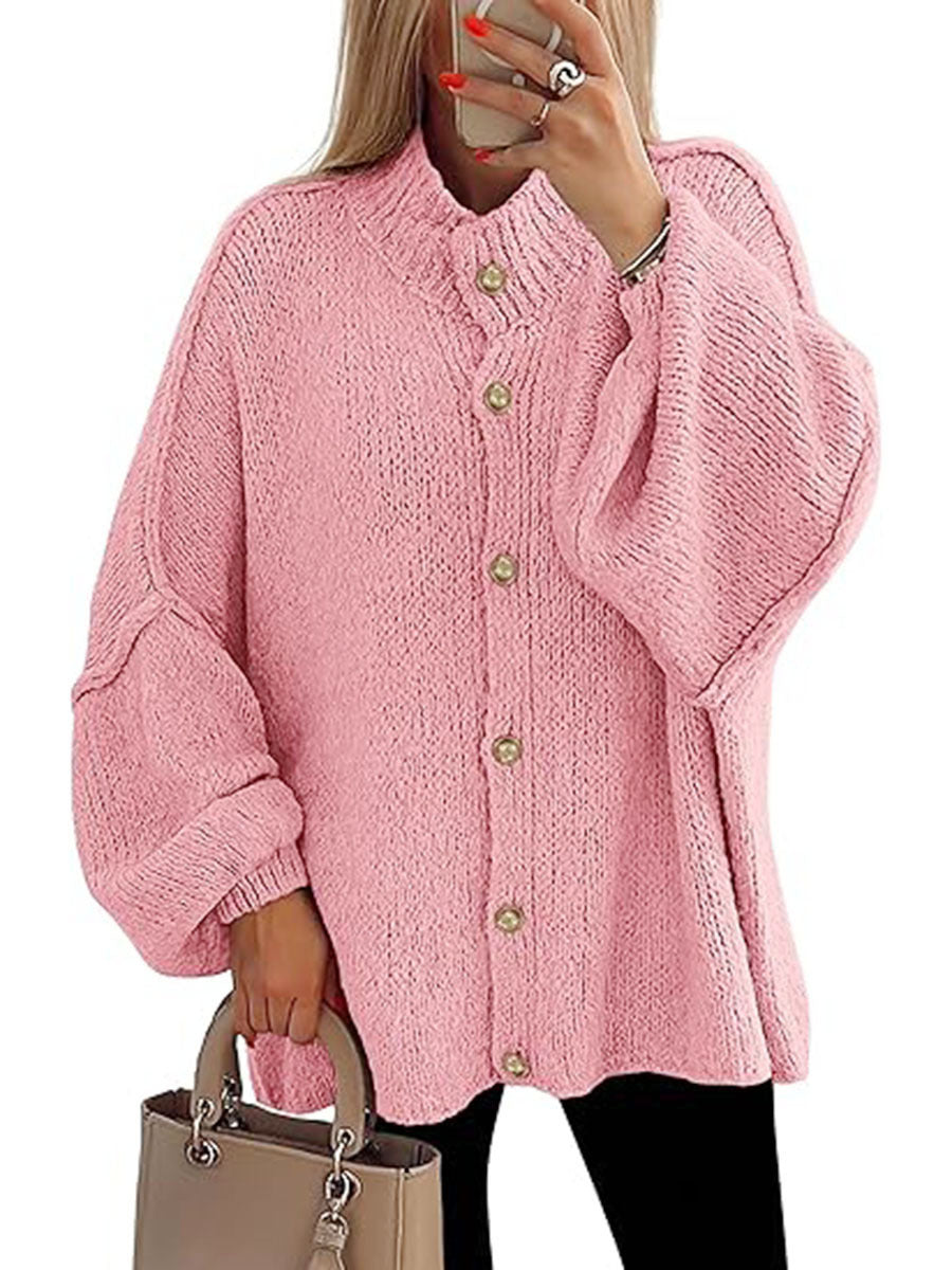 Oversized Gebreid Damesvest met Knopen