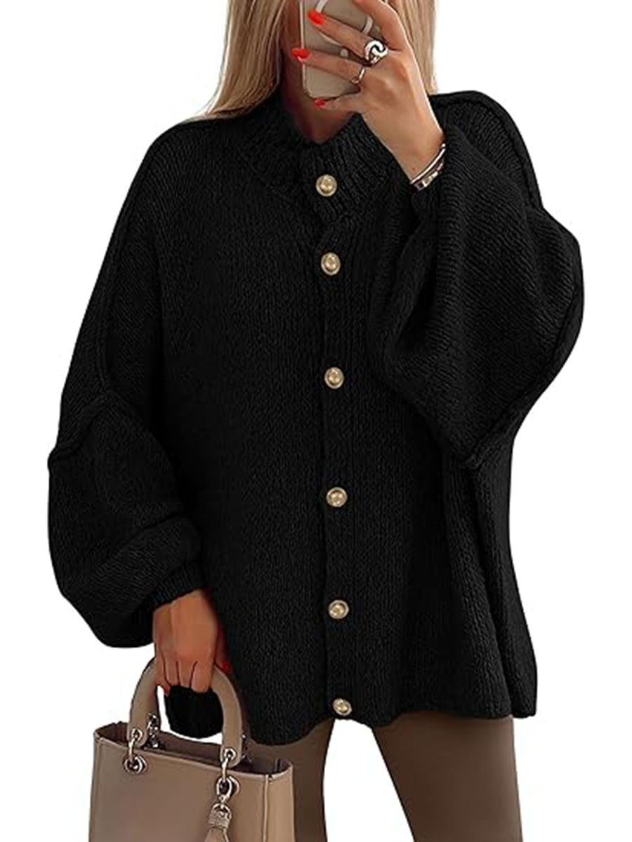 Oversized Gebreid Damesvest met Knopen