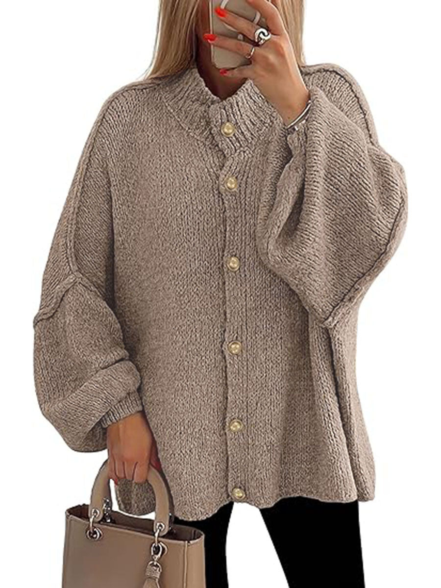 Oversized Gebreid Damesvest met Knopen