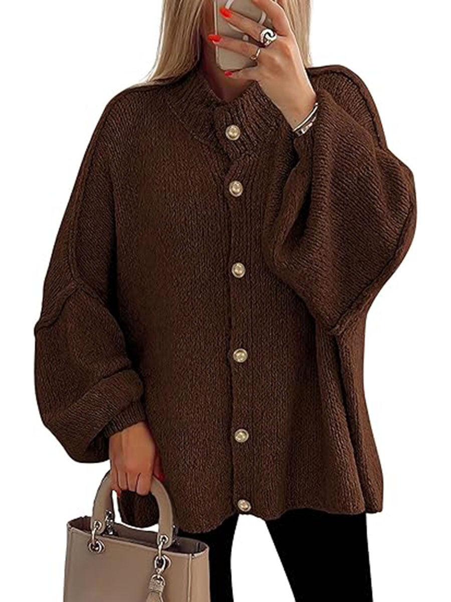 Oversized Gebreid Damesvest met Knopen