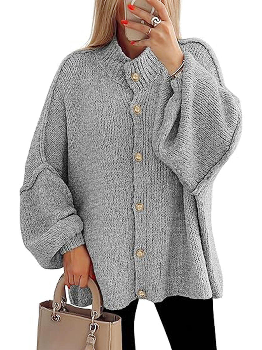 Oversized Gebreid Damesvest met Knopen