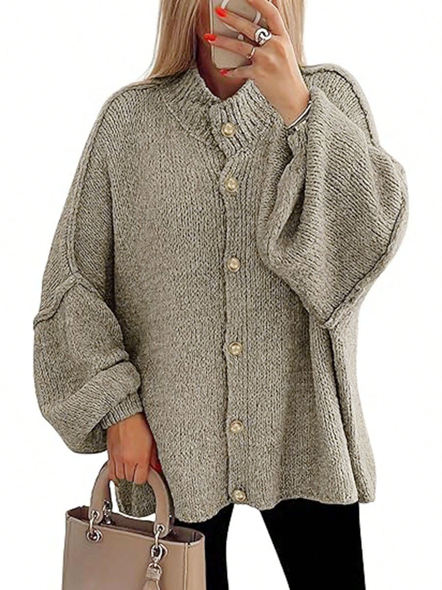 Oversized Gebreid Damesvest met Knopen