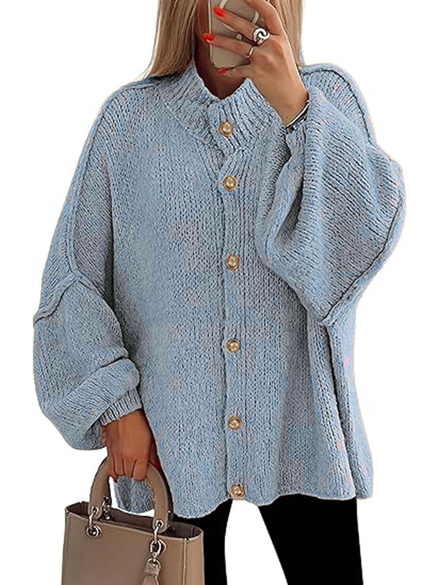 Oversized Gebreid Damesvest met Knopen