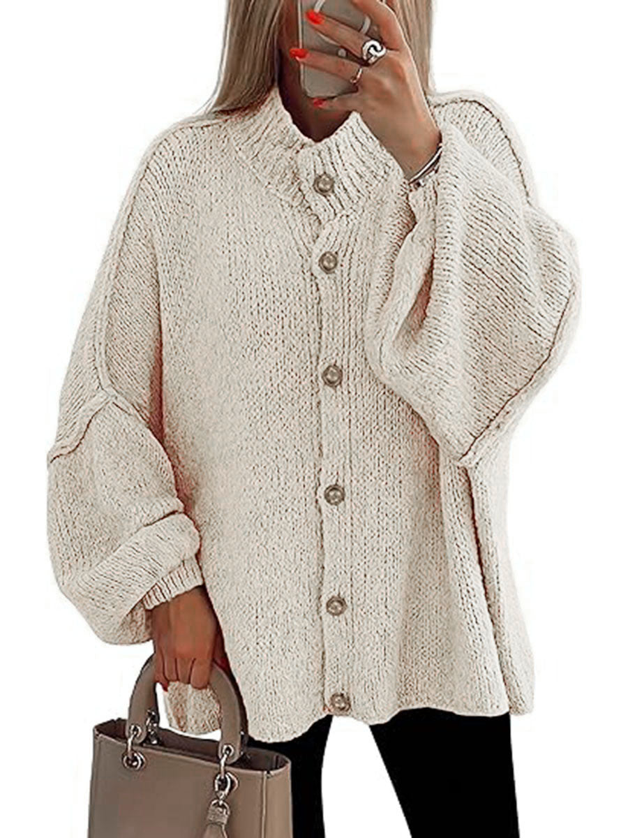 Oversized Gebreid Damesvest met Knopen