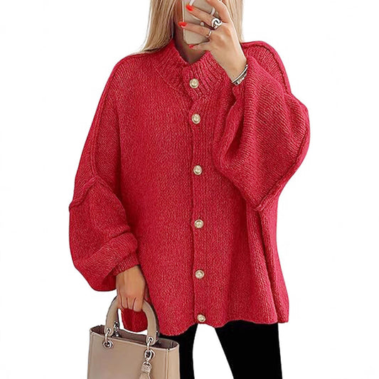 Oversized Gebreid Damesvest met Knopen