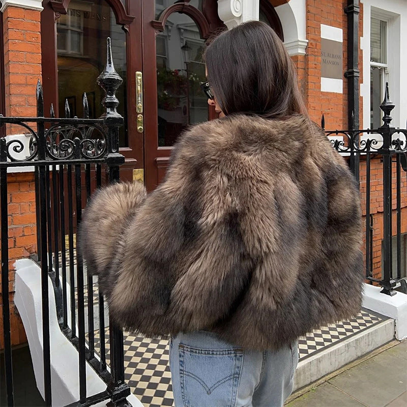 Dames Faux Fur Jas met Lange Zachte Mouwen