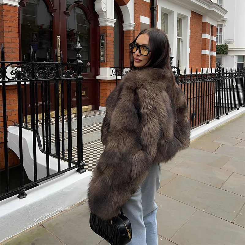 Dames Faux Fur Jas met Lange Zachte Mouwen