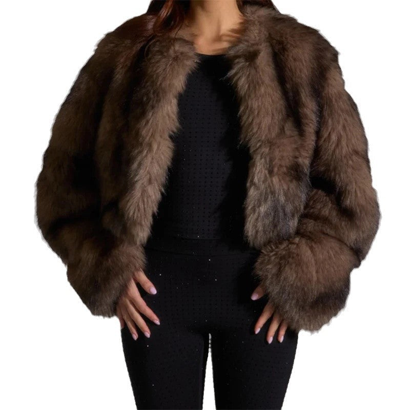Dames Faux Fur Jas met Lange Zachte Mouwen