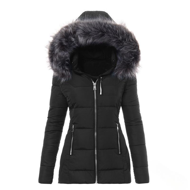 Dames Winterjas met Afneembare Imitatiebontkraag