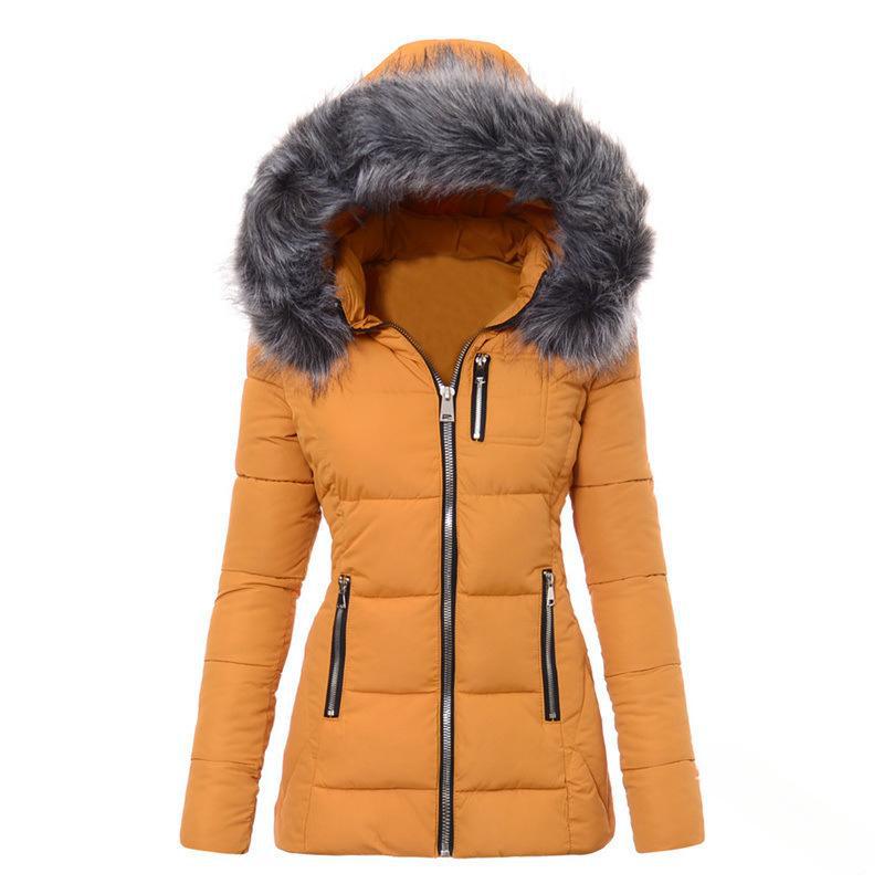 Dames Winterjas met Afneembare Imitatiebontkraag