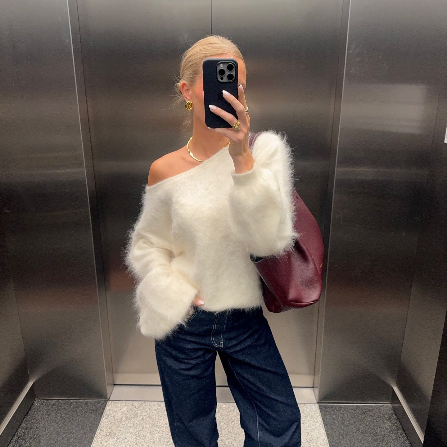 Zachte Mohair Pullover Dames – Oversized met Wijde Mouwen