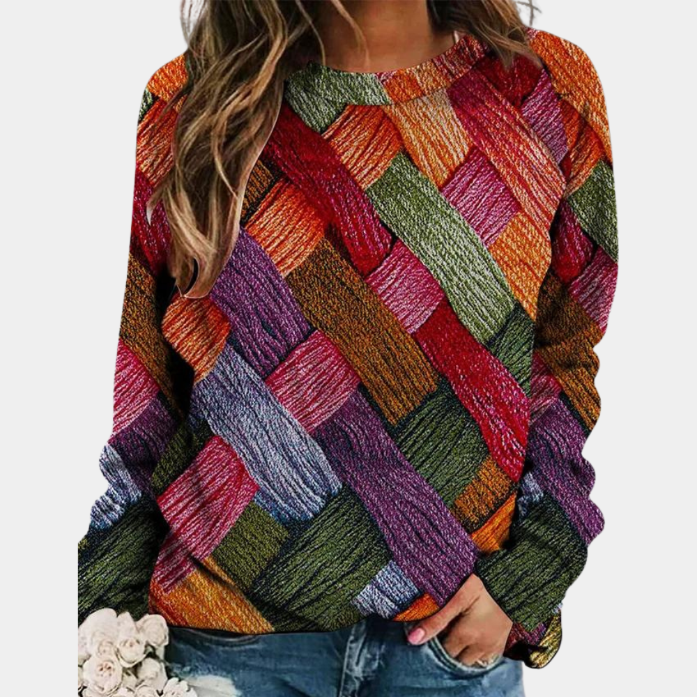 Livia – Pull femme d’hiver à imprimé graphique