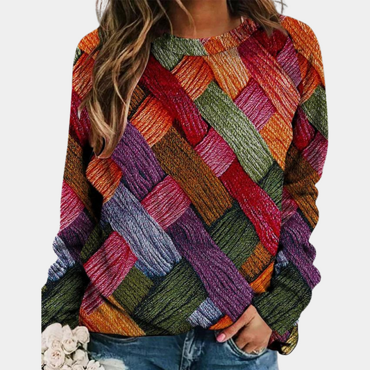 Livia – Pull femme d’hiver à imprimé graphique